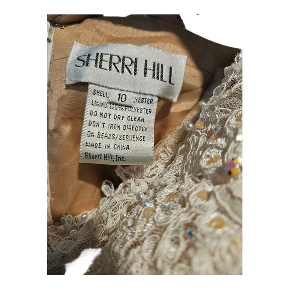 Sherri Hill Ivory Nude Lace Wedding Dress US 10 - Picture 10 of 15